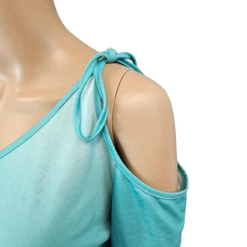 SHEIN XL Blue Ombre Cold Shoulder Side Not Top (small stains) - Picture 5 of 7